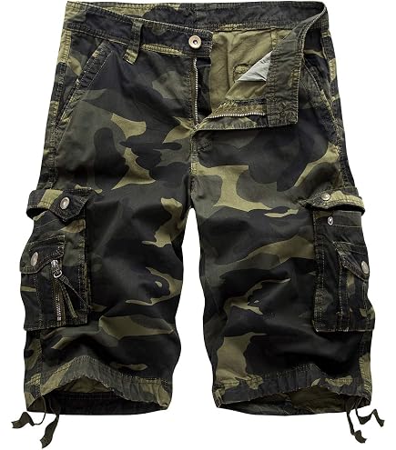 Camo Cargo Shorts for Men Lightweight Multi Pocket Camouflage